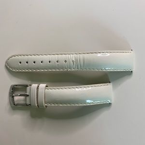 Authentic Michele watch band, white shine. Made in France. Genuine leather